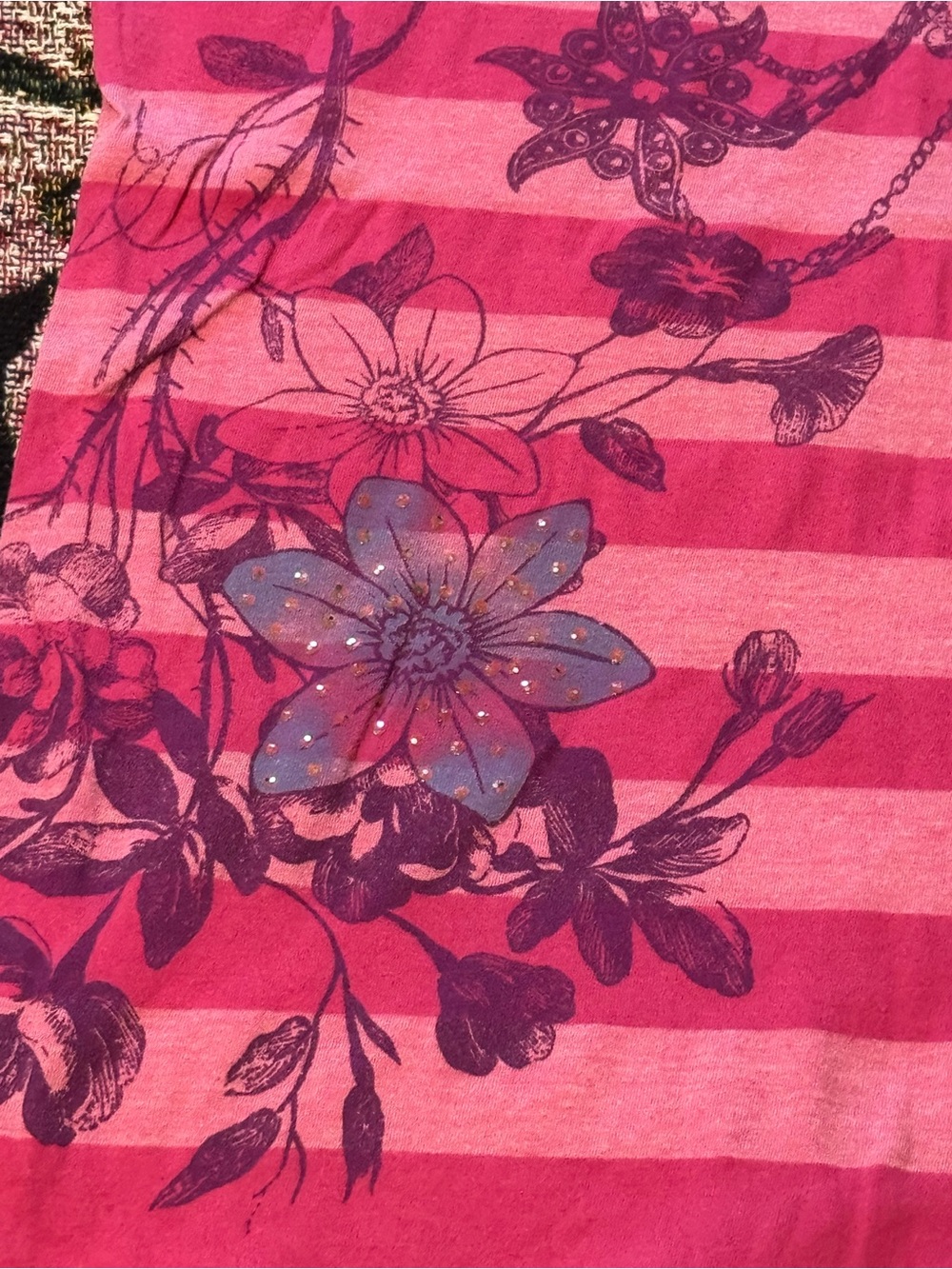 LA Conduct Girls' Pink Purple Floral Stripe Tee Size XL - Picture 2 of 5